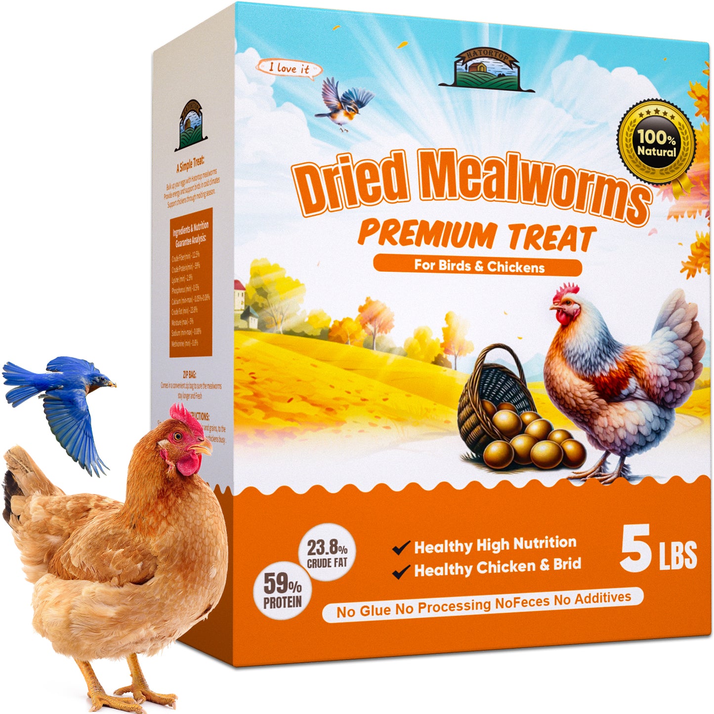 HATORTOP 5LB MealWorms for Chickens Treats Bulk
